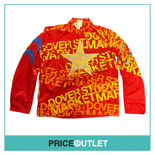 Dover Street Market - Red Blue and White Jacket with Yellow and Orange Logo Print - Size OS - BRAND NEW WITH TAGS