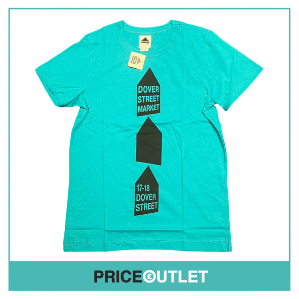 Dover Street Market - Turquoise Triple Logo T-Shirt - Size S - BRAND NEW WITH TAGS