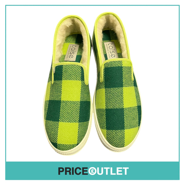 Taise By Souts - Mens Green Check Slip-On Shoes - Size 45 - BRAND NEW WITH TAGS