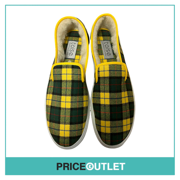 Taise by Souts -  Men’s Yellow and Green Check Fleece Lined Slip-on Shoes - Size 40 - BRAND NEW WITH TAGS