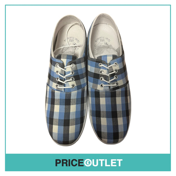 F-Troupe - Blue Check Canvas Shoes - Size 45 - BRAND NEW WITH TAGS