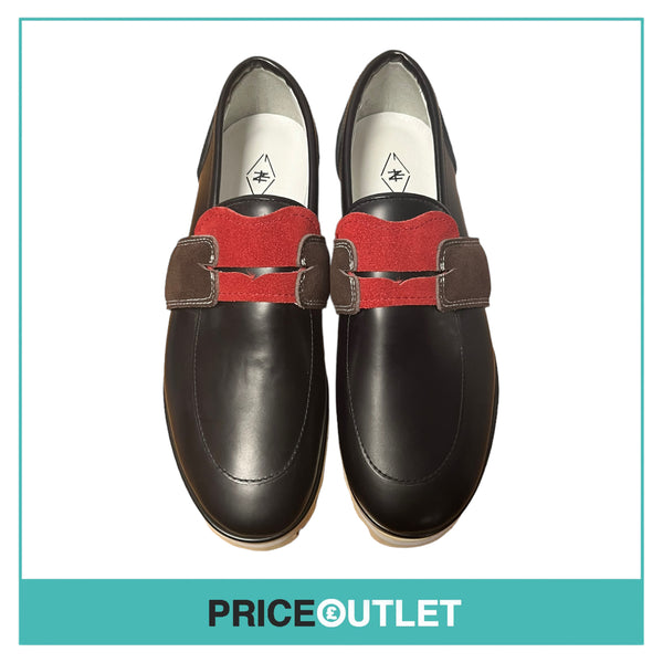 Facetasm - Black Leather Penny Loafers with Brown and Red Details - Size 23 - BRAND NEW WITH TAGS