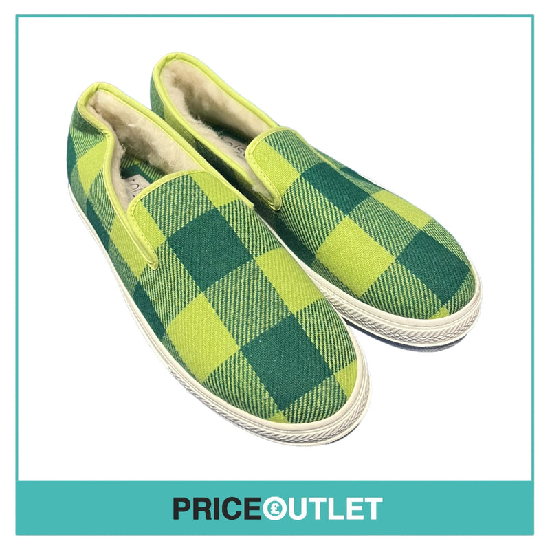 Taise By Souts - Mens Green Check Slip-On Pumps - Size 42 - BRAND NEW