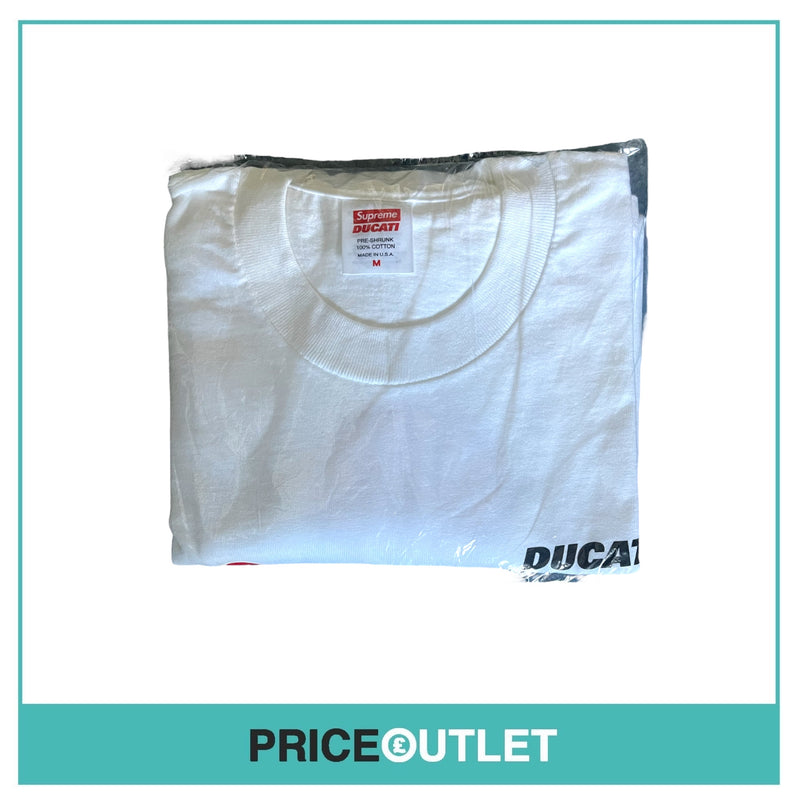 Supreme TShirt Ducati Logo - White - Size M - BRAND NEW SEALED