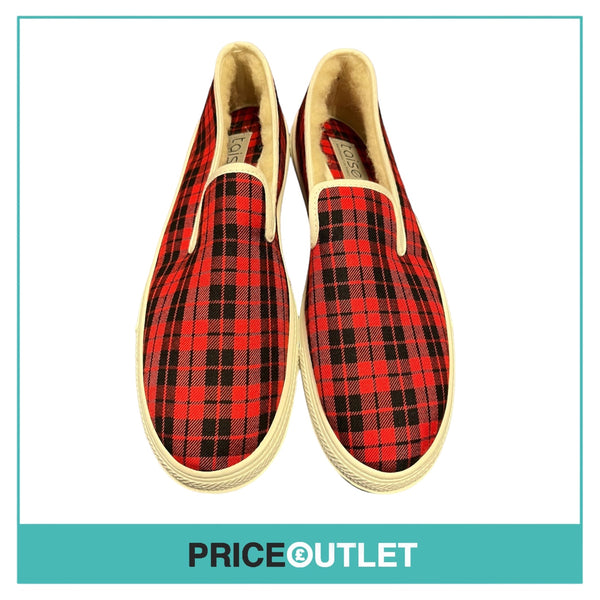 Taise by Souts - Mens Red and Black Check Slip-On Shoes - Size 45 - BRAND NEW WITH TAGS