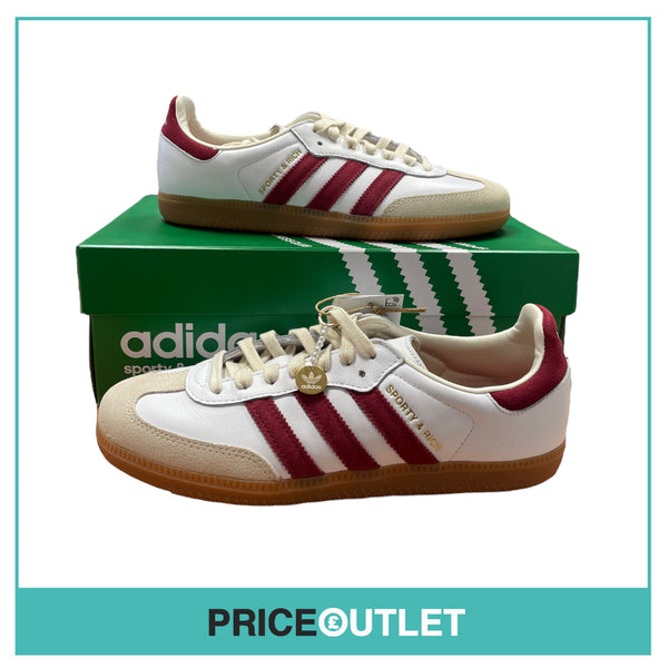 Adidas X Sporty & Rich Samba OG - White/Burgundy - UK 6.5