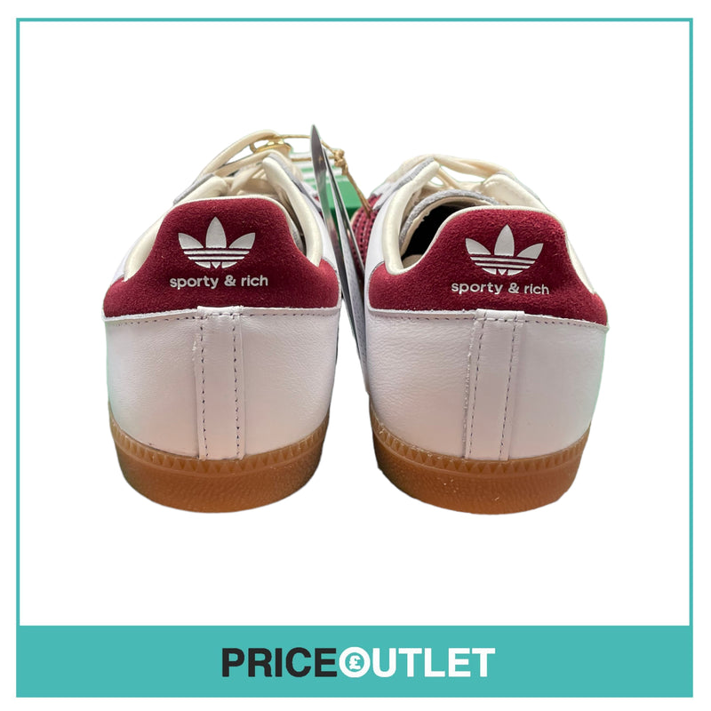 Adidas X Sporty & Rich Samba OG - White/Burgundy - UK 6.5