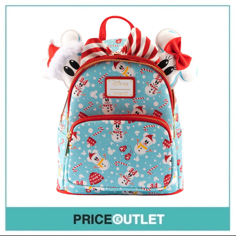 Loungefly - Disney - Snowman Mickey Minnie AOP Mini Backpack