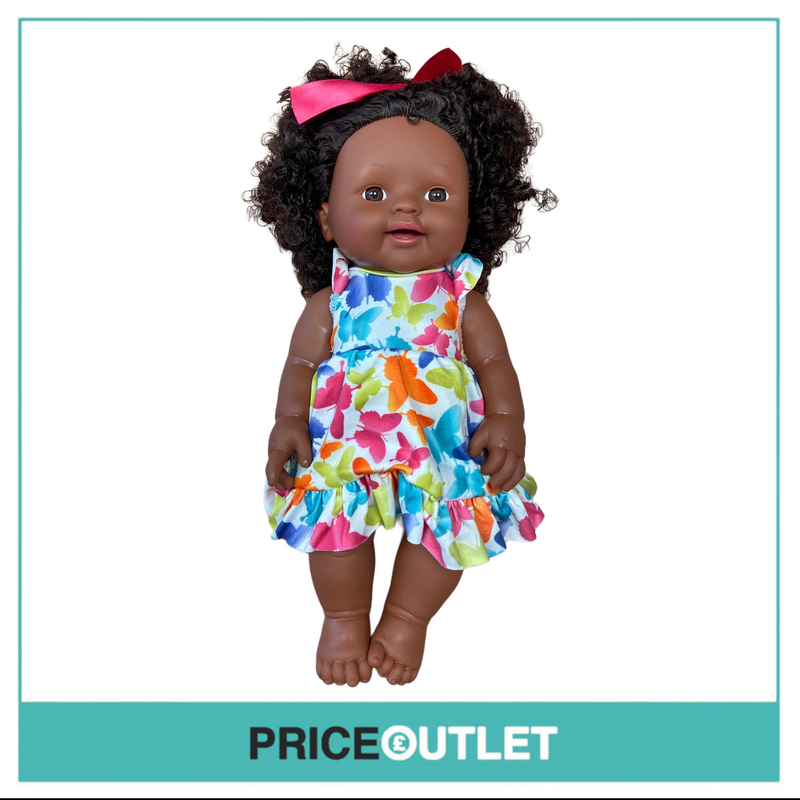 Curly-Haired Black Doll With Butterfly Dress - BRAND NEW