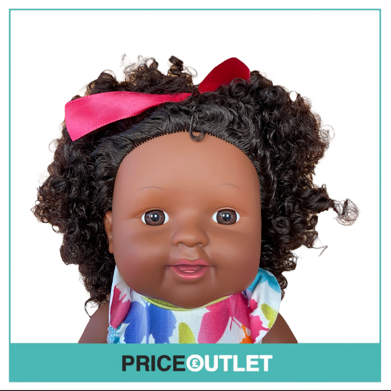 Curly-Haired Black Doll With Butterfly Dress - BRAND NEW