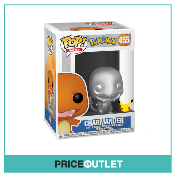 Funko - Charmander (Silver Chrome) #455 Funko Pop! Pokémon - BRAND NEW IN A FREE POP PROTECTOR