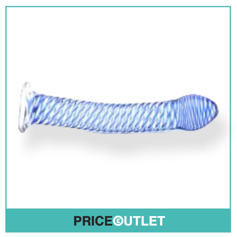 Glass Dildo With Blue Spiral Design