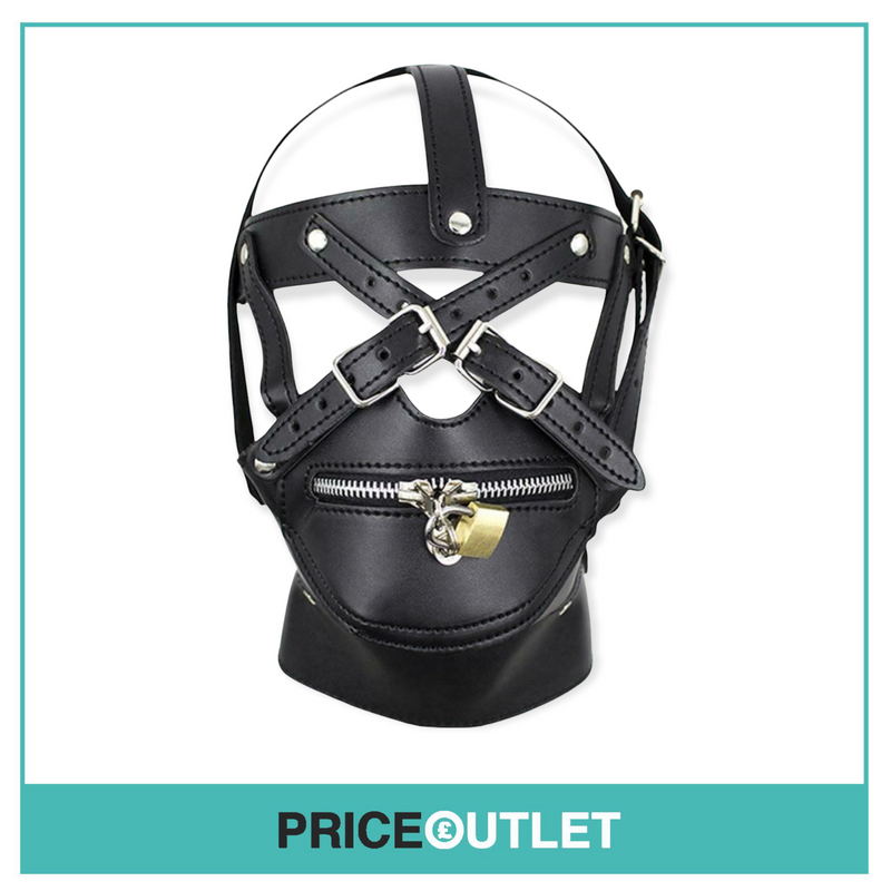 Bondage Gimp Head Harness Lockable Riding Hood Mouth Gag Mask Restraint SM