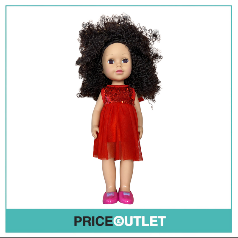 Curly-Haired Doll With Red Sequin Dress - BRAND NEW