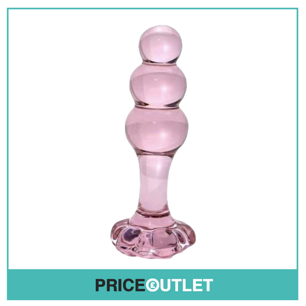 Triple Bobbled Glass Butt Plug in Pink