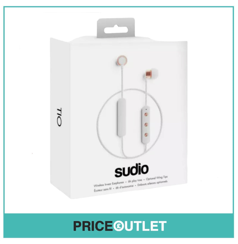 Sudio TIO Wireless Bluetooth Rechargeable Stereo Gym Headphones Earphones - White - BRAND NEW