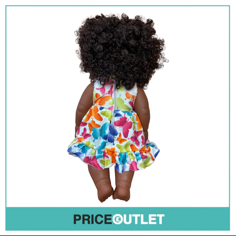 Curly-Haired Black Doll With Butterfly Dress - BRAND NEW