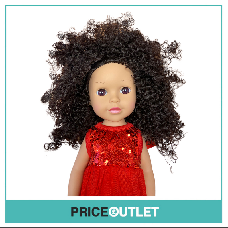 Curly-Haired Doll With Red Sequin Dress - BRAND NEW