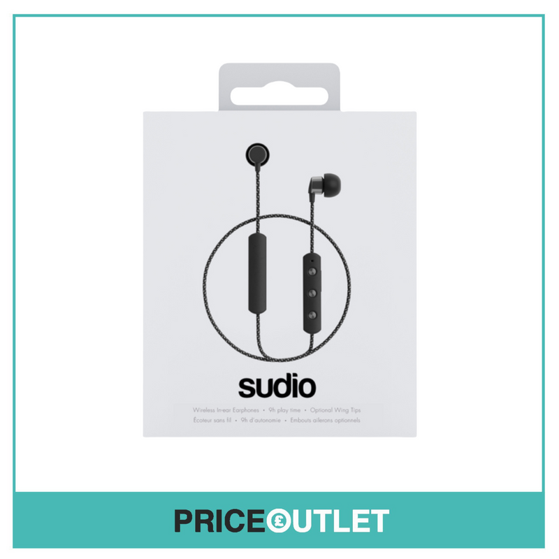 Sudio TIO Wireless Bluetooth Rechargeable Stereo Gym Headphones - Black - BRAND NEW