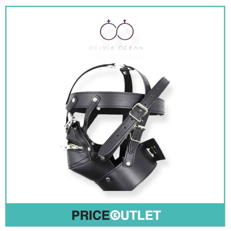 Bondage Gimp Head Harness Lockable Riding Hood Mouth Gag Mask Restraint SM