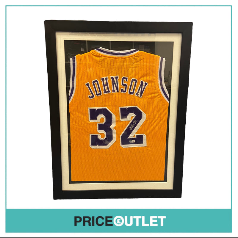 Autographed Magic Johnson LA Lakers Jersey 'Yellow' (Framed)