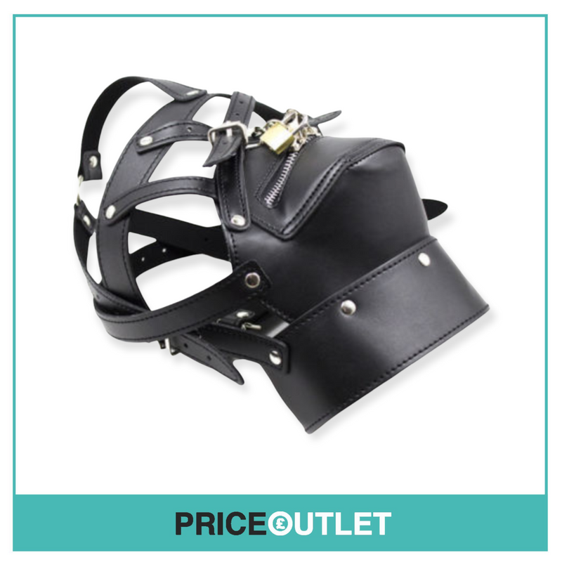 Bondage Gimp Head Harness Lockable Riding Hood Mouth Gag Mask Restraint SM