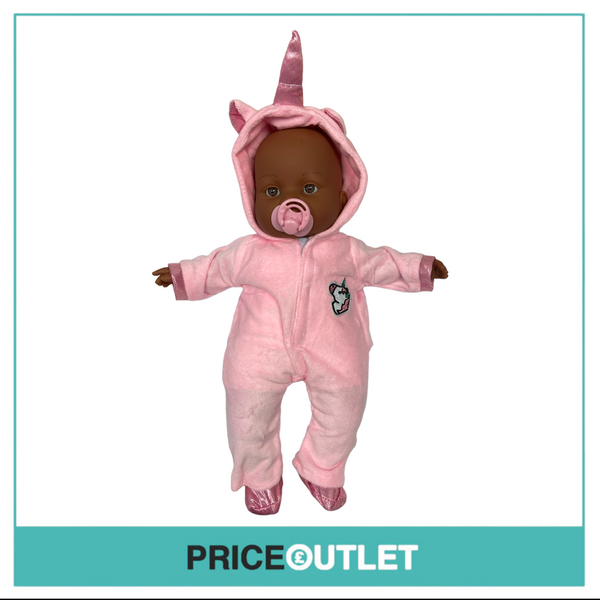 Baby Black Doll With Pink Unicorn Onesie - BRAND NEW