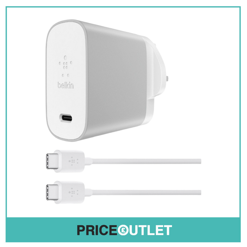 Belkin 45W USB-C Wall Charger with Integrated Cable - Silver