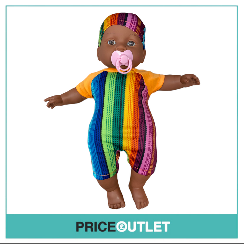 Baby Black Doll With Rainbow Onesie - BRAND NEW