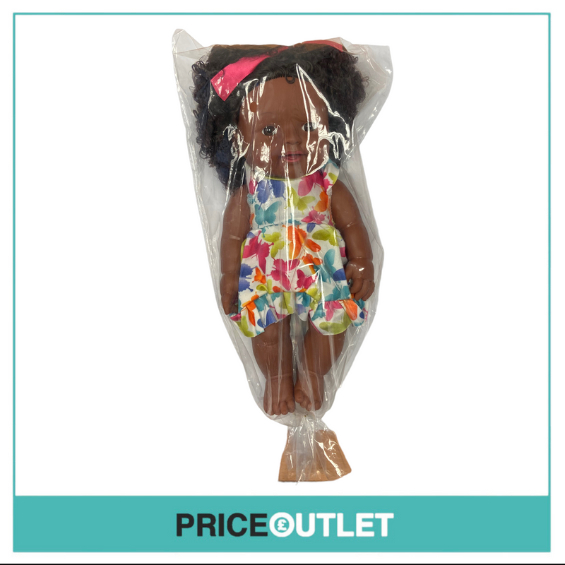 Curly-Haired Black Doll With Butterfly Dress - BRAND NEW