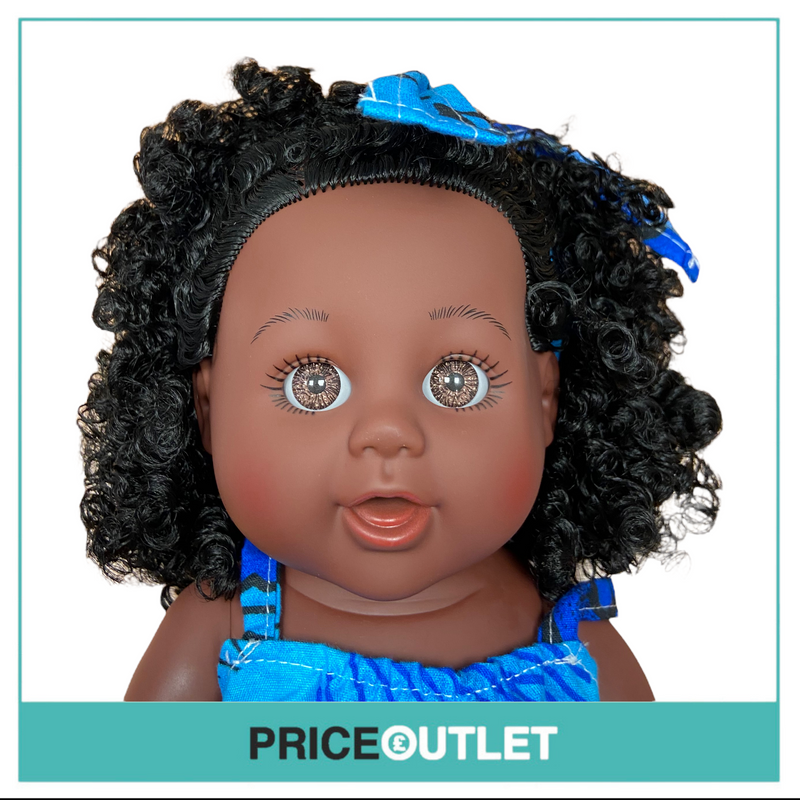 Curly-Haired Black Doll With Blue Jumpsuit - BRAND NEW